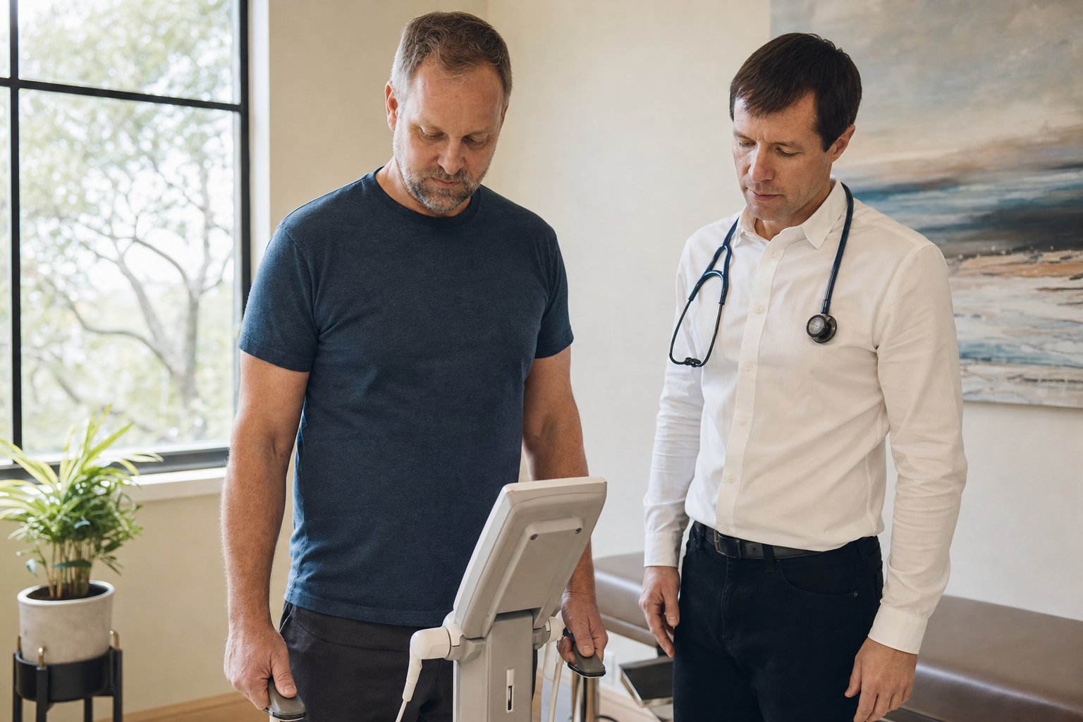 Dr. Royal-Priest supervising a body-composition assessment